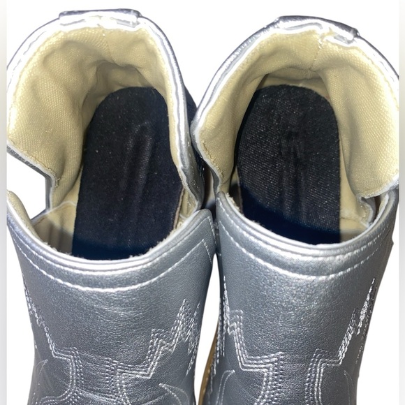 WESTERN BOOTIES (No brand name) in Silver and Tan Size 37(EU) 7(US) - Picture 7 of 11
